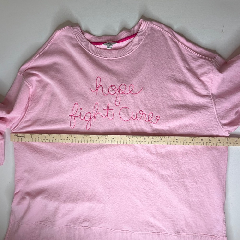 Crown & Ivy Pink Hope Fight Cure Embroidered Sweatshirt Sz 2X Comfy Cozy Graphic - Picture 8 of 8